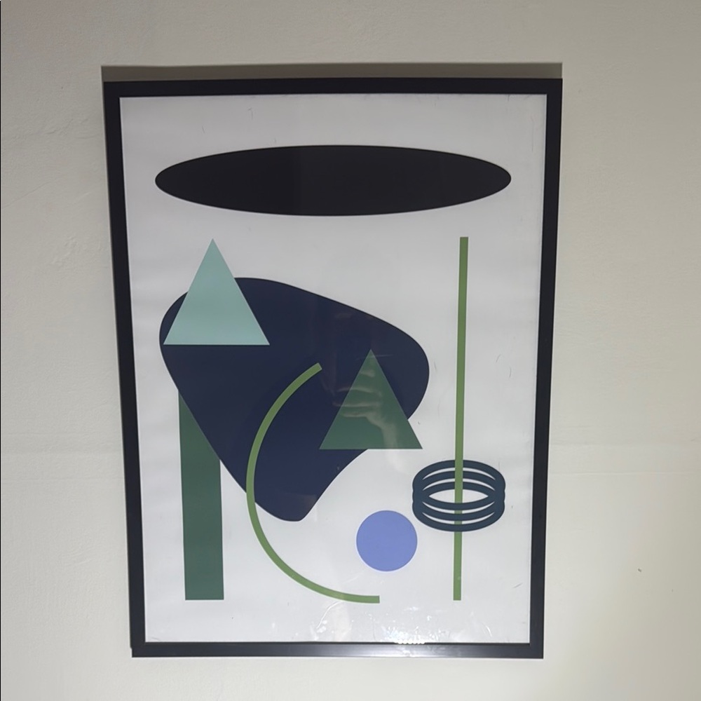 Abstract Geometric Wall Art in Black and Green